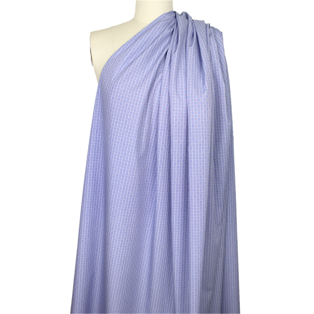 classic yarn-dyed check cotton shirting - blue/white 1.25 yds