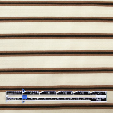CA designer luxury stripe cotton sateen shirting - nutmeg/black/cream .5 yds