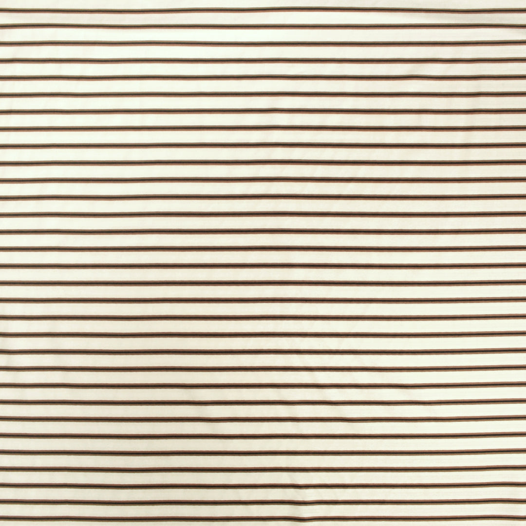 CA designer luxury stripe cotton sateen shirting - nutmeg/black/cream .5 yds