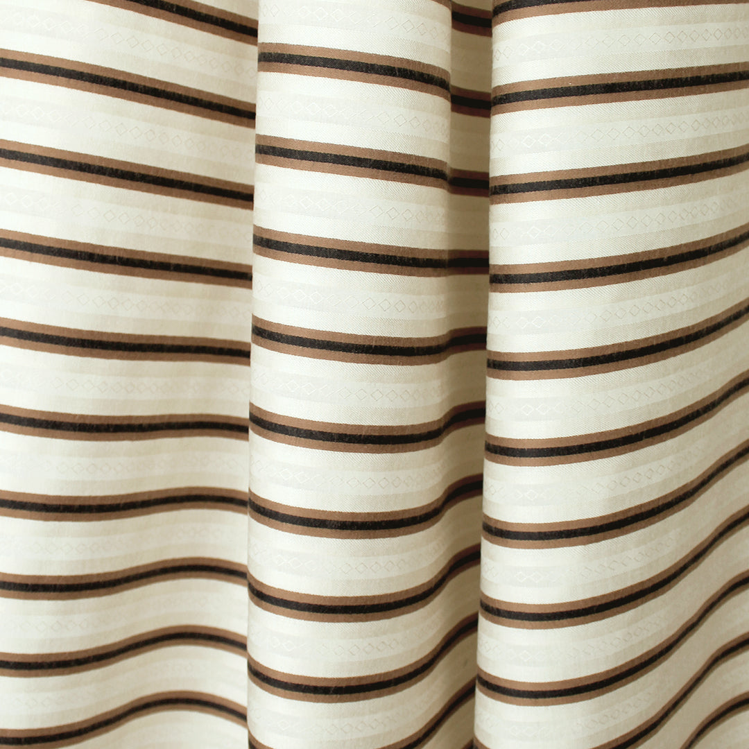 CA designer luxury stripe cotton sateen shirting - nutmeg/black/cream .5 yds