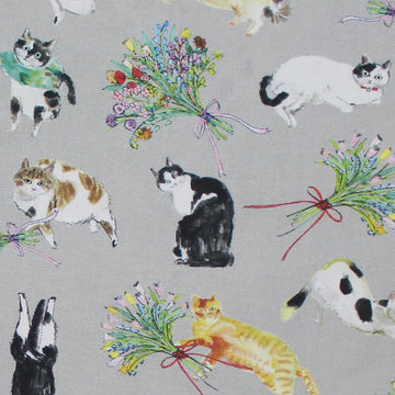 Japanese 'kawaii kitties' by Kokka printed cotton shirting