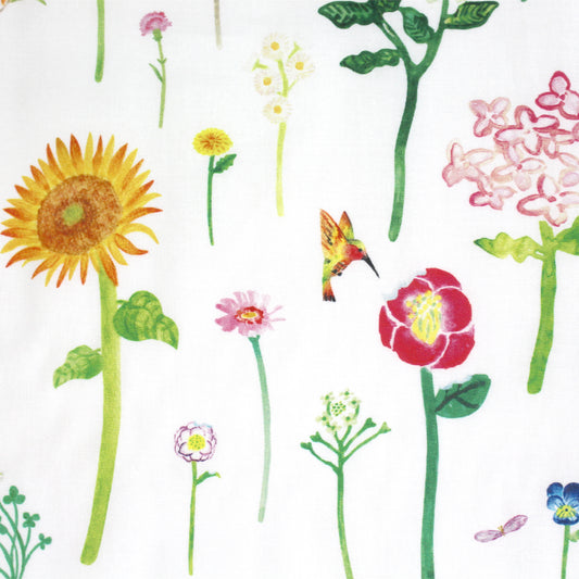 Japanese 'flower field guide' by Kokka printed cotton shirting