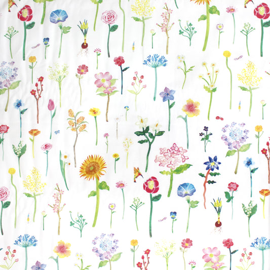 Japanese 'flower field guide' by Kokka printed cotton shirting