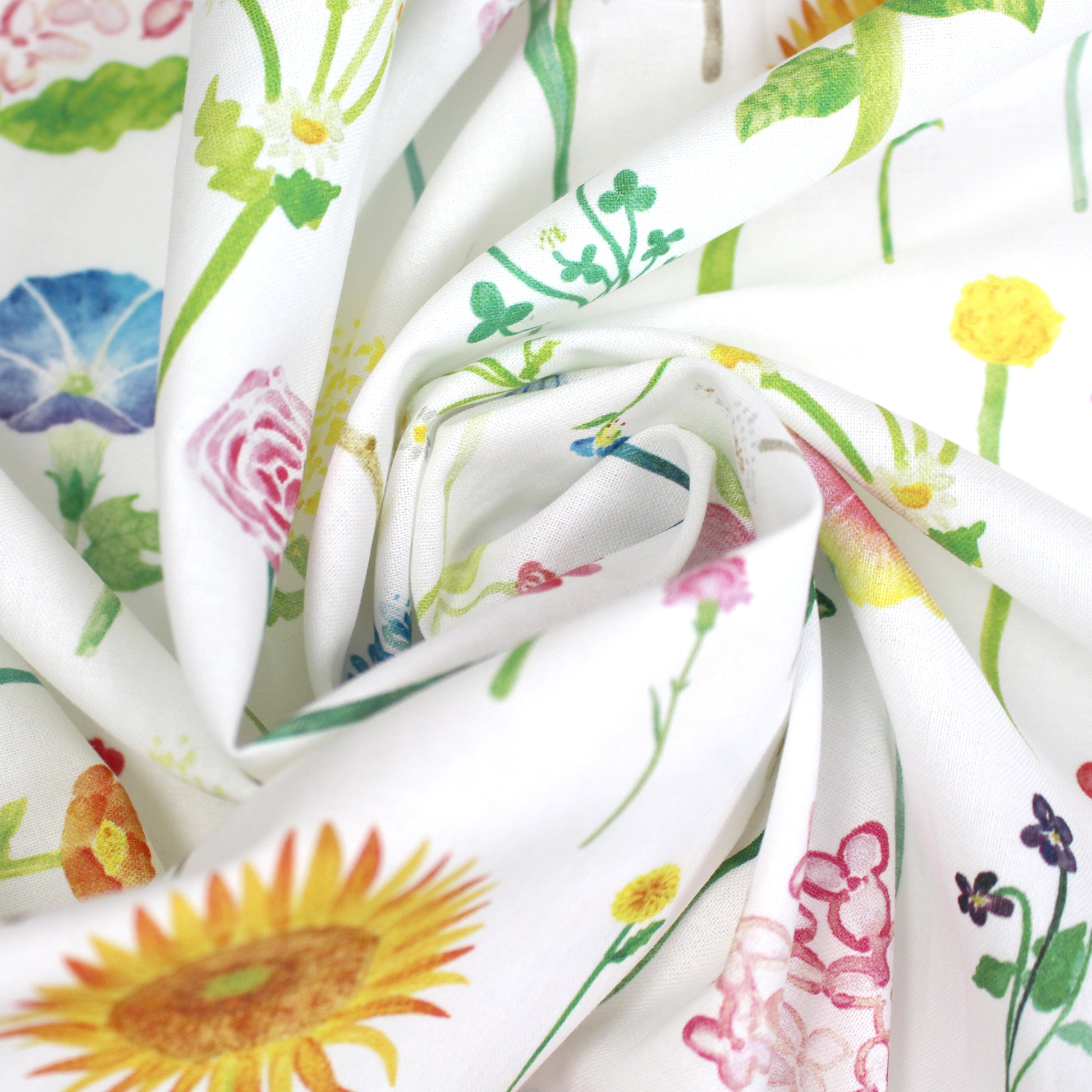 Japanese 'flower field guide' by Kokka printed cotton shirting