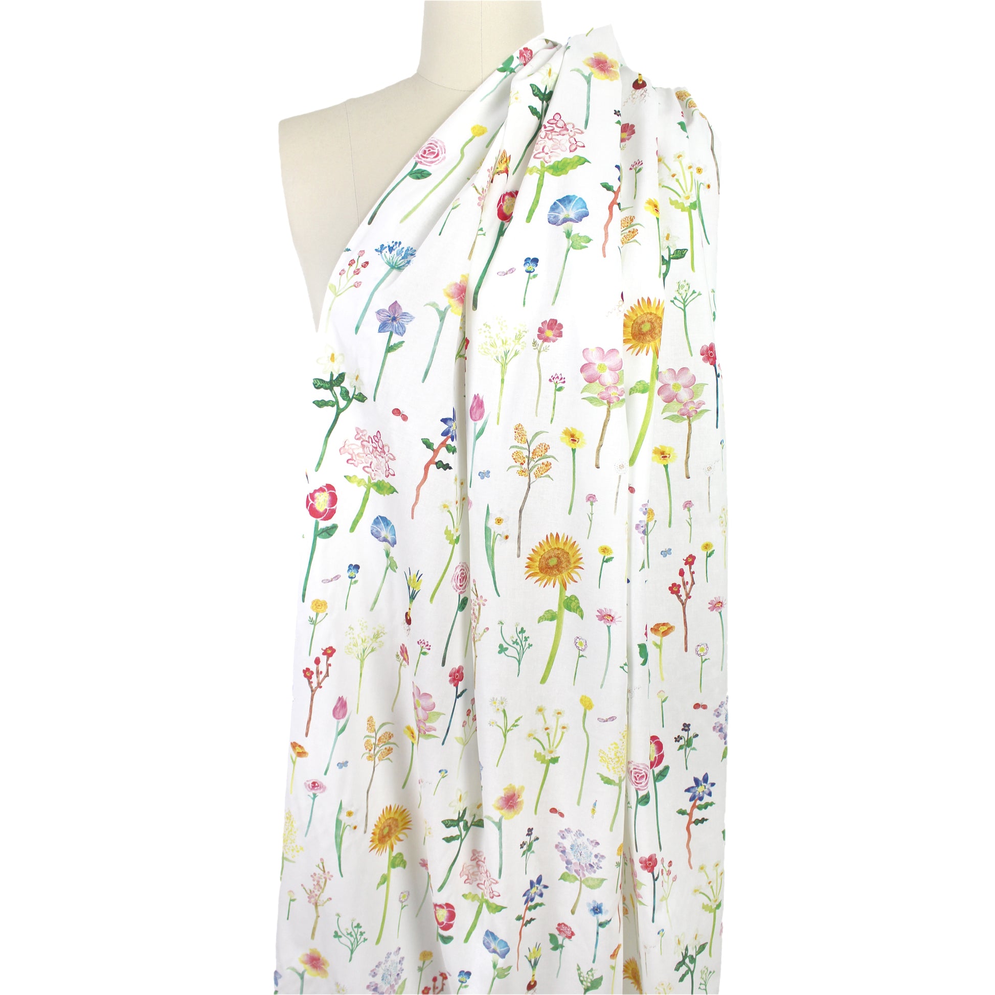 Japanese 'flower field guide' by Kokka printed cotton shirting