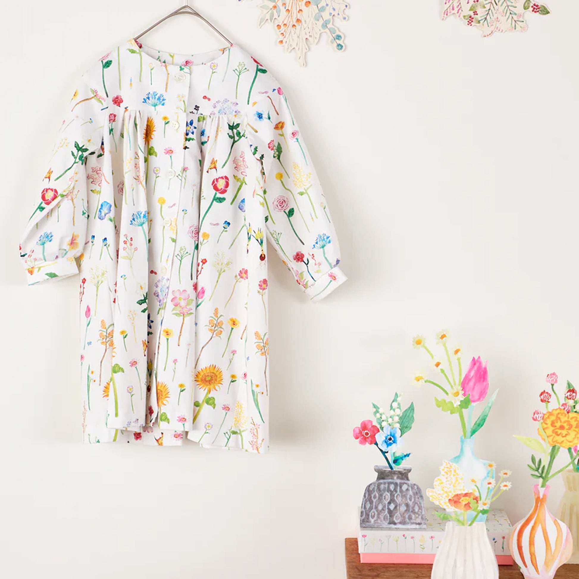 Japanese 'flower field guide' by Kokka printed cotton shirting