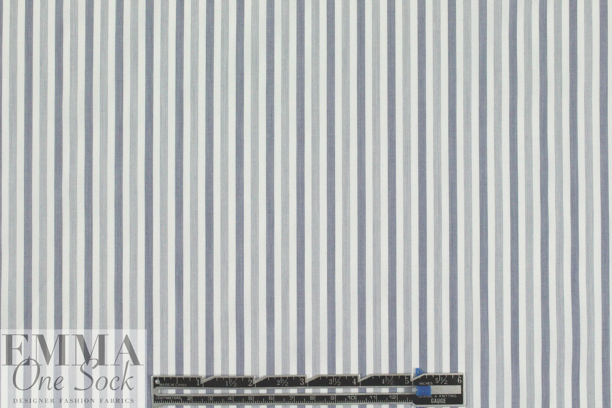 Italian mini blues stripe yarn-dyed cotton shirting