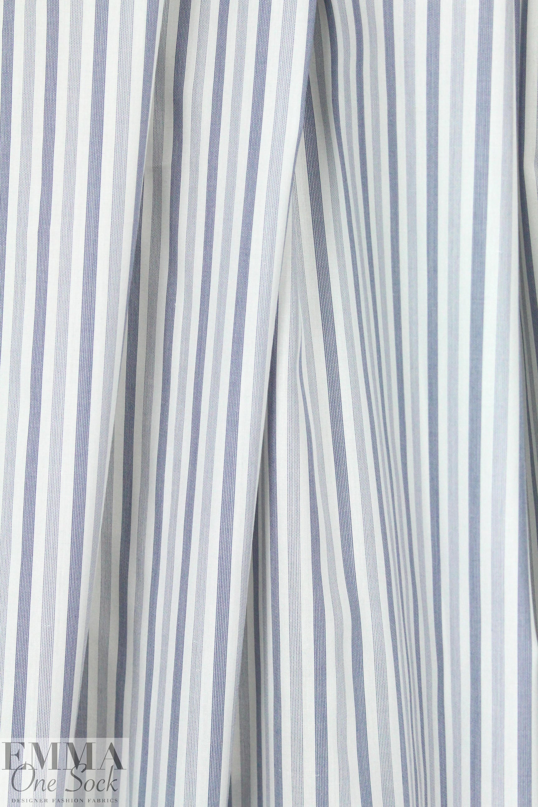 Italian mini blues stripe yarn-dyed cotton shirting