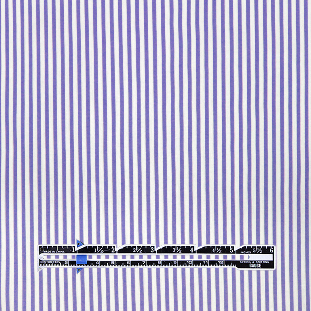 fine quality striped cotton stretch shirting - wisteria/white 1 yard