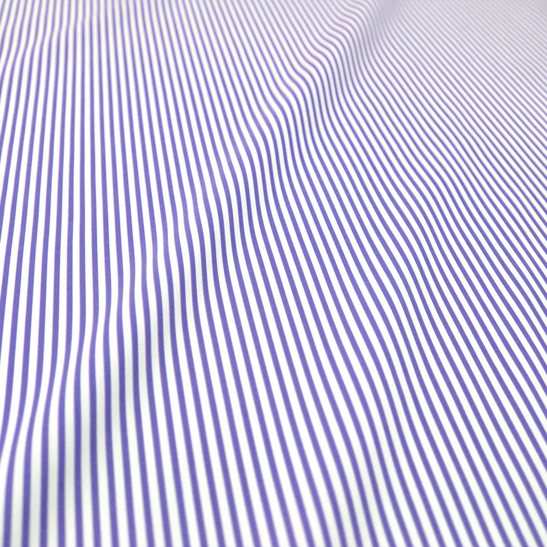 fine quality striped cotton stretch shirting - wisteria/white 1.625 yds