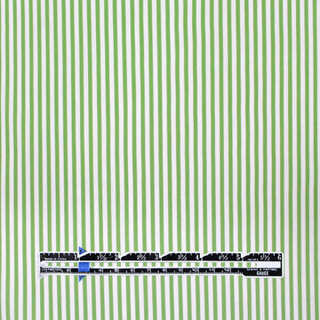 fine quality striped cotton stretch shirting - kiwi/white 1.5 yd