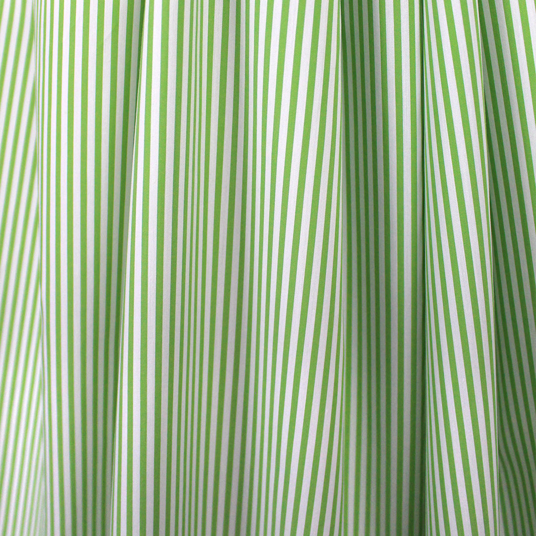 fine quality striped cotton stretch shirting - kiwi/white .875 yds