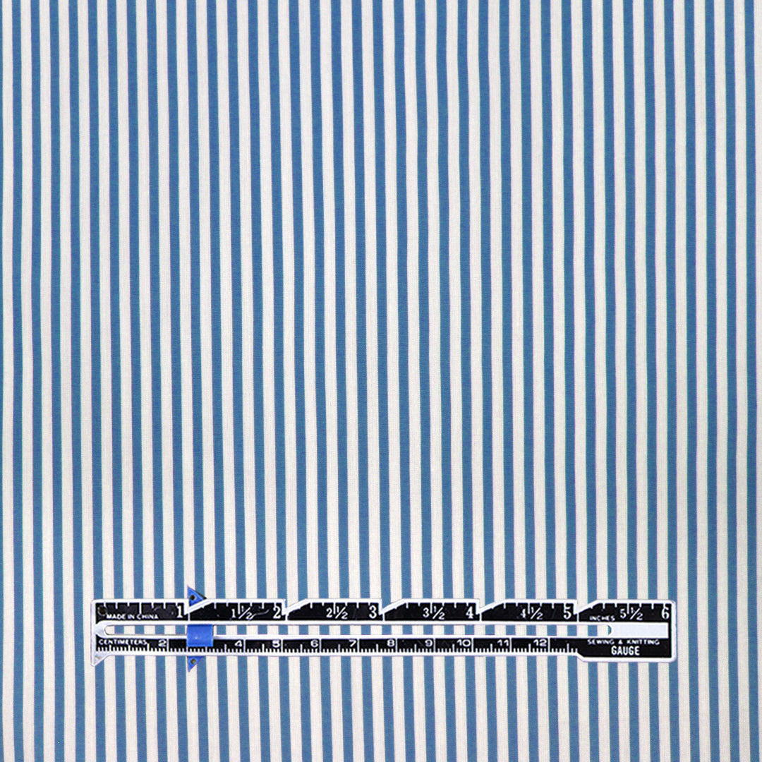fine quality striped cotton stretch shirting - bluebird/white 1.75 yd