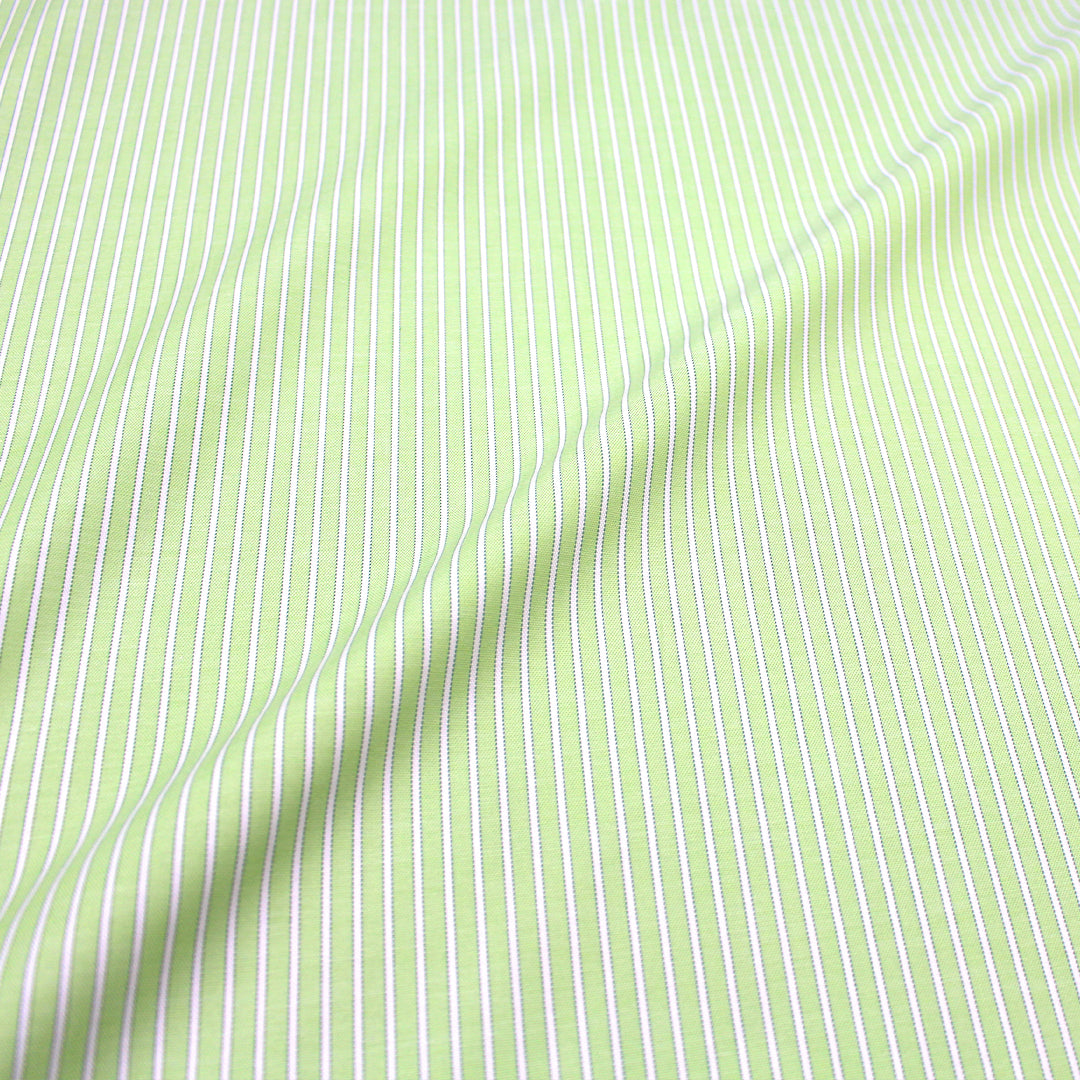 'haberdasher' yarn-dye stripe cotton shirting - lime/white 1 yard