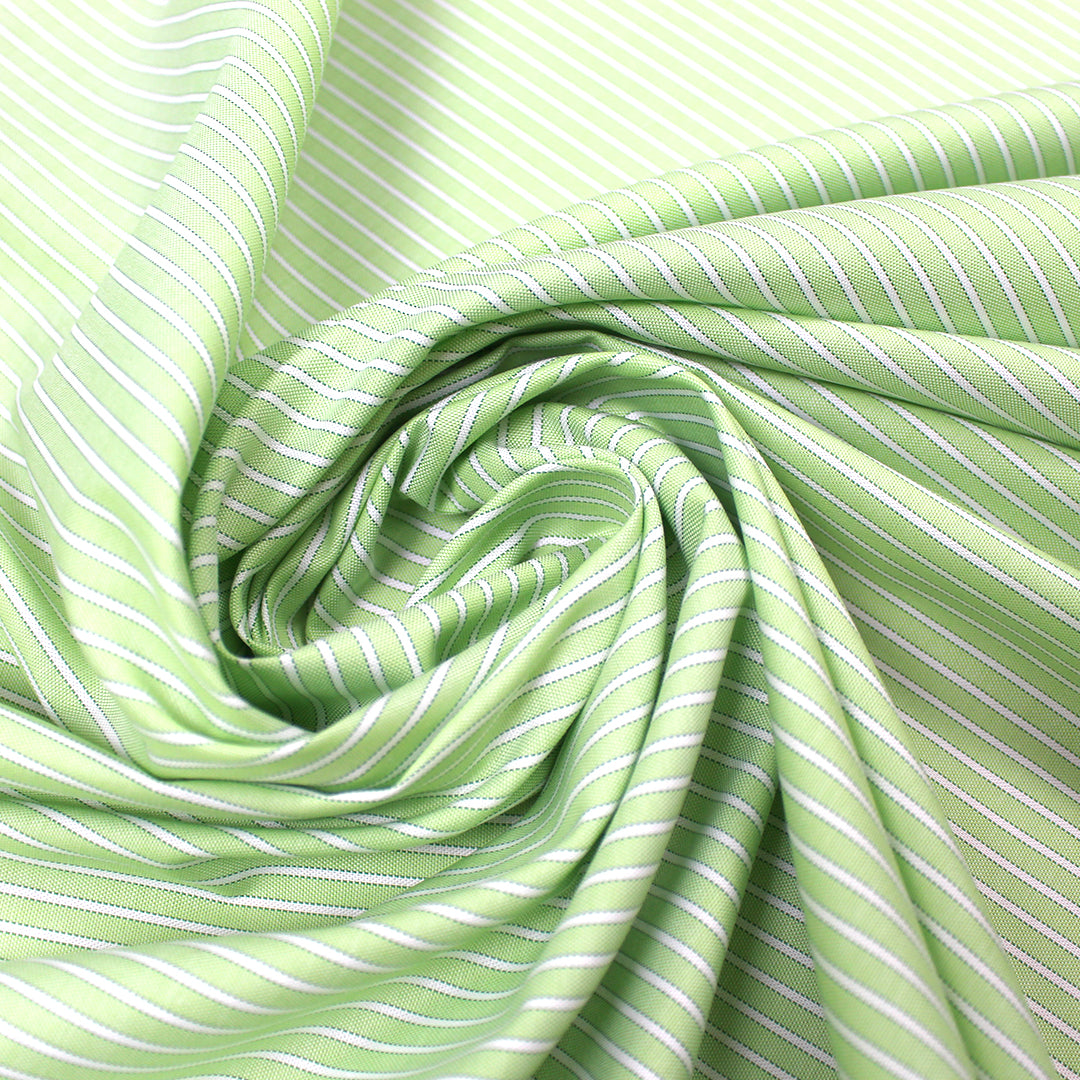 'haberdasher' yarn-dye stripe cotton shirting - lime/white 1.5 yd