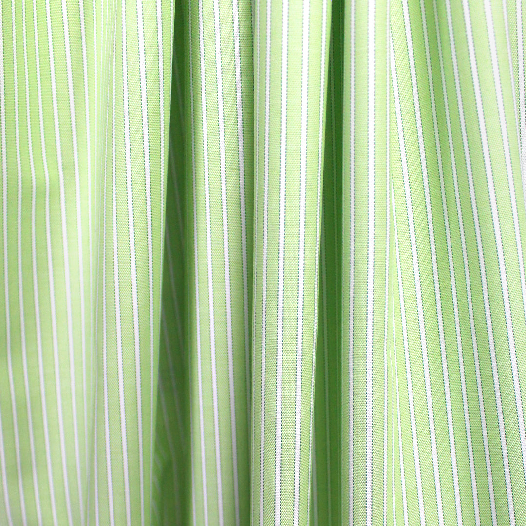 'haberdasher' yarn-dye stripe cotton shirting - lime/white 1.5 yd