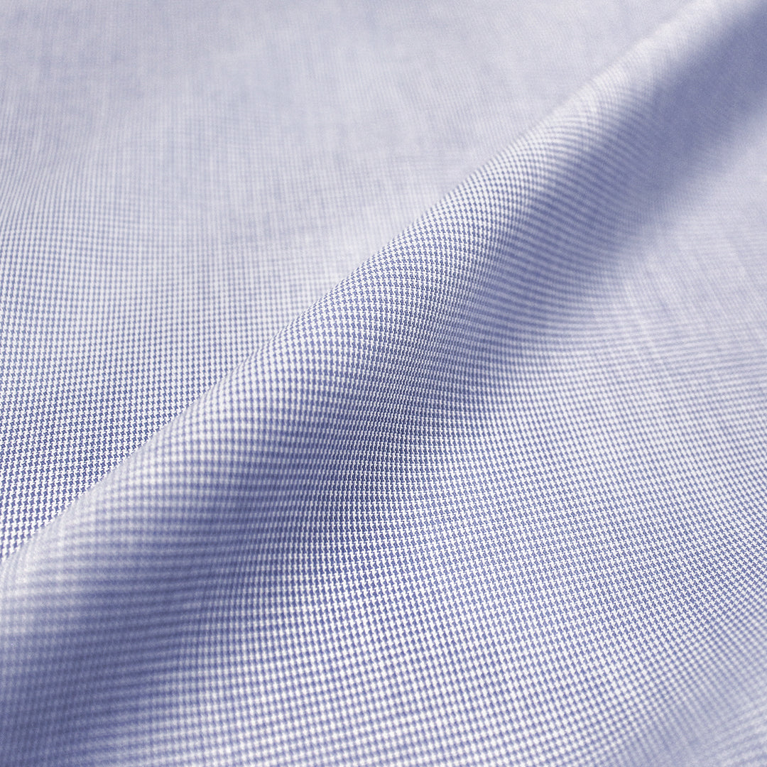 micro-houndstooth yarn-dye cotton shirting - chambray blue 1.25 yds