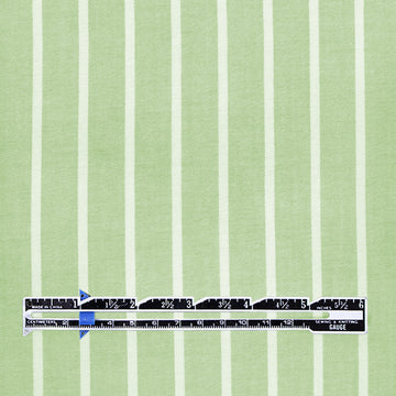 'haberdasher' vertical stripe cotton shirting - lime/white 1.75 yds