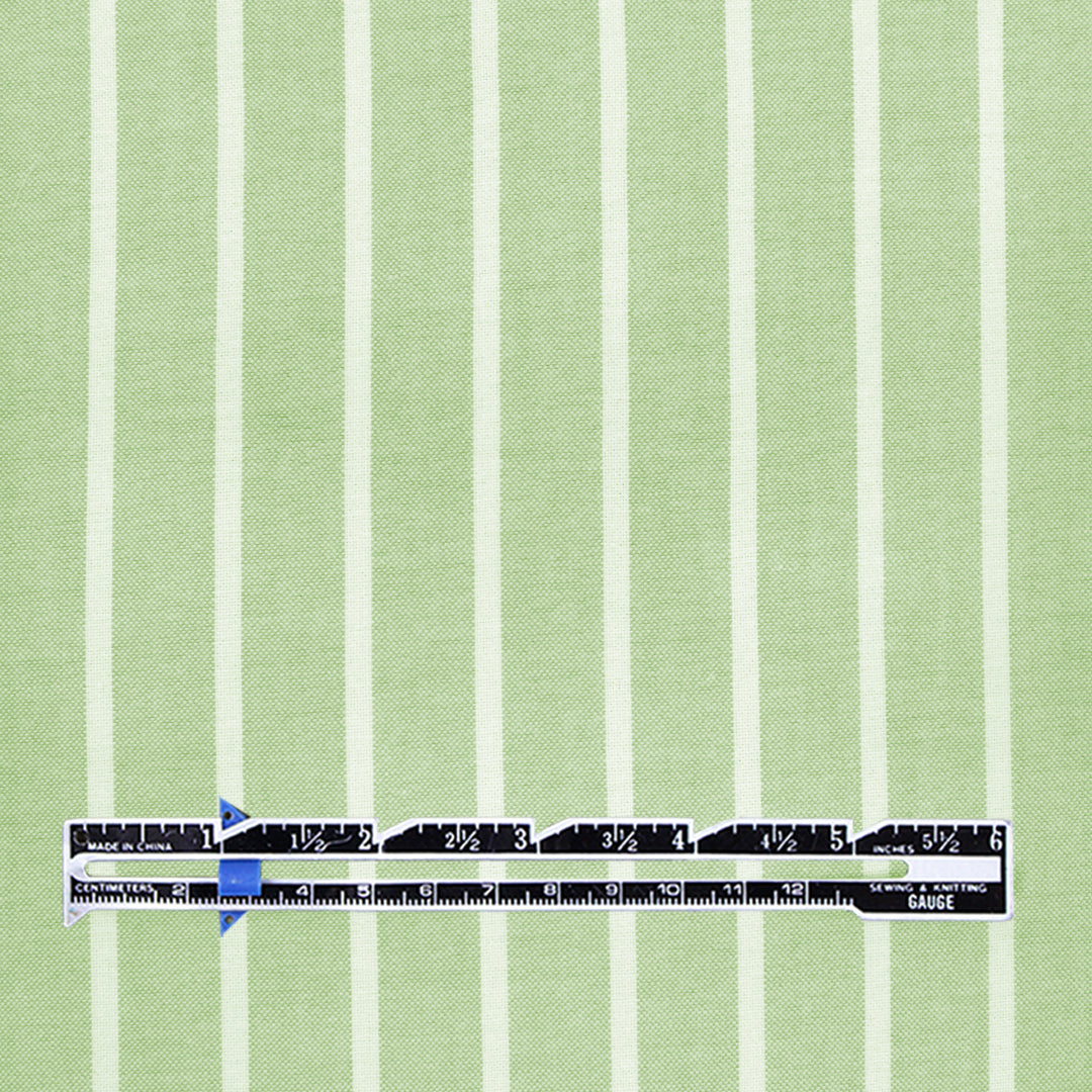 'haberdasher' vertical stripe cotton shirting - lime/white 1.625 yd