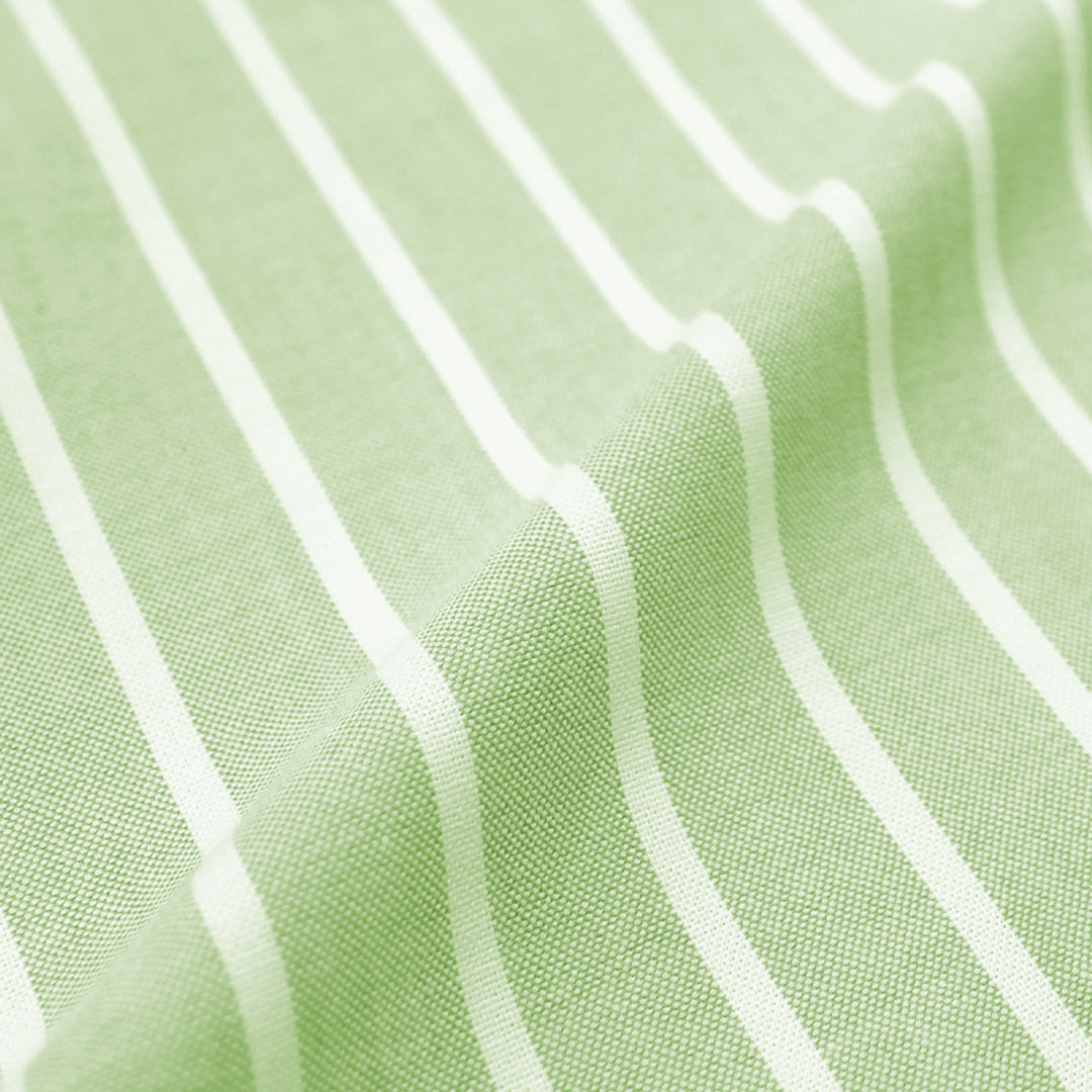'haberdasher' vertical stripe cotton shirting - lime/white 1.625 yd