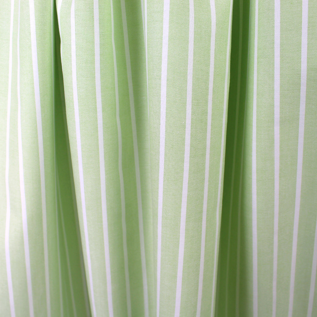 'haberdasher' vertical stripe cotton shirting - lime/white 1.875 yd