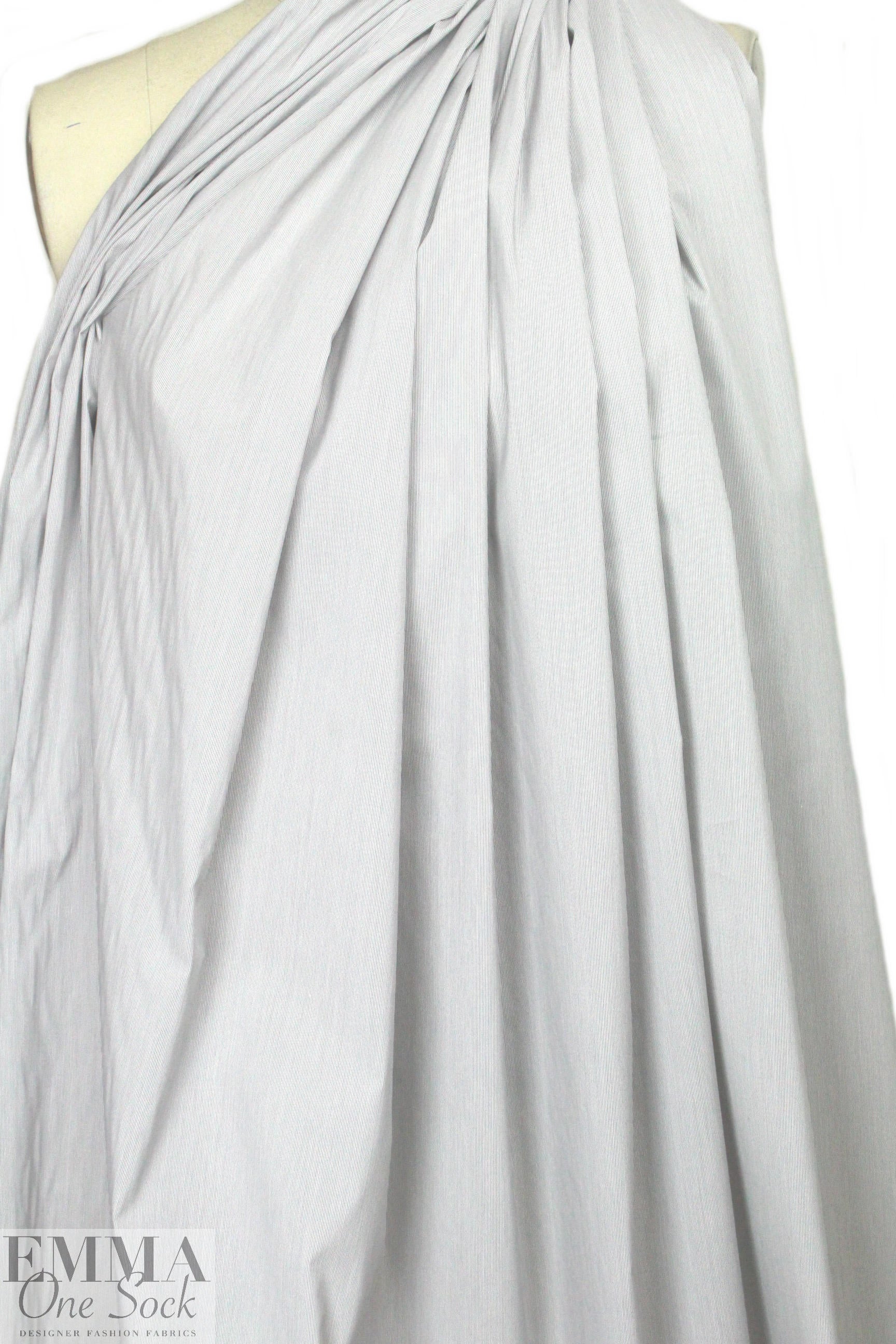 French yarn-dyed micro stripe cotton stretch shirting