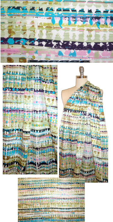 Italian mottled stripey graphic cotton stretch shirting