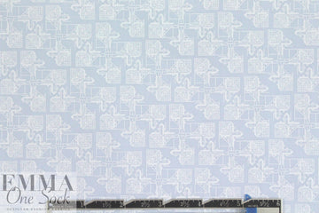 French techno graphic on powder blue cotton shirting 2 yds