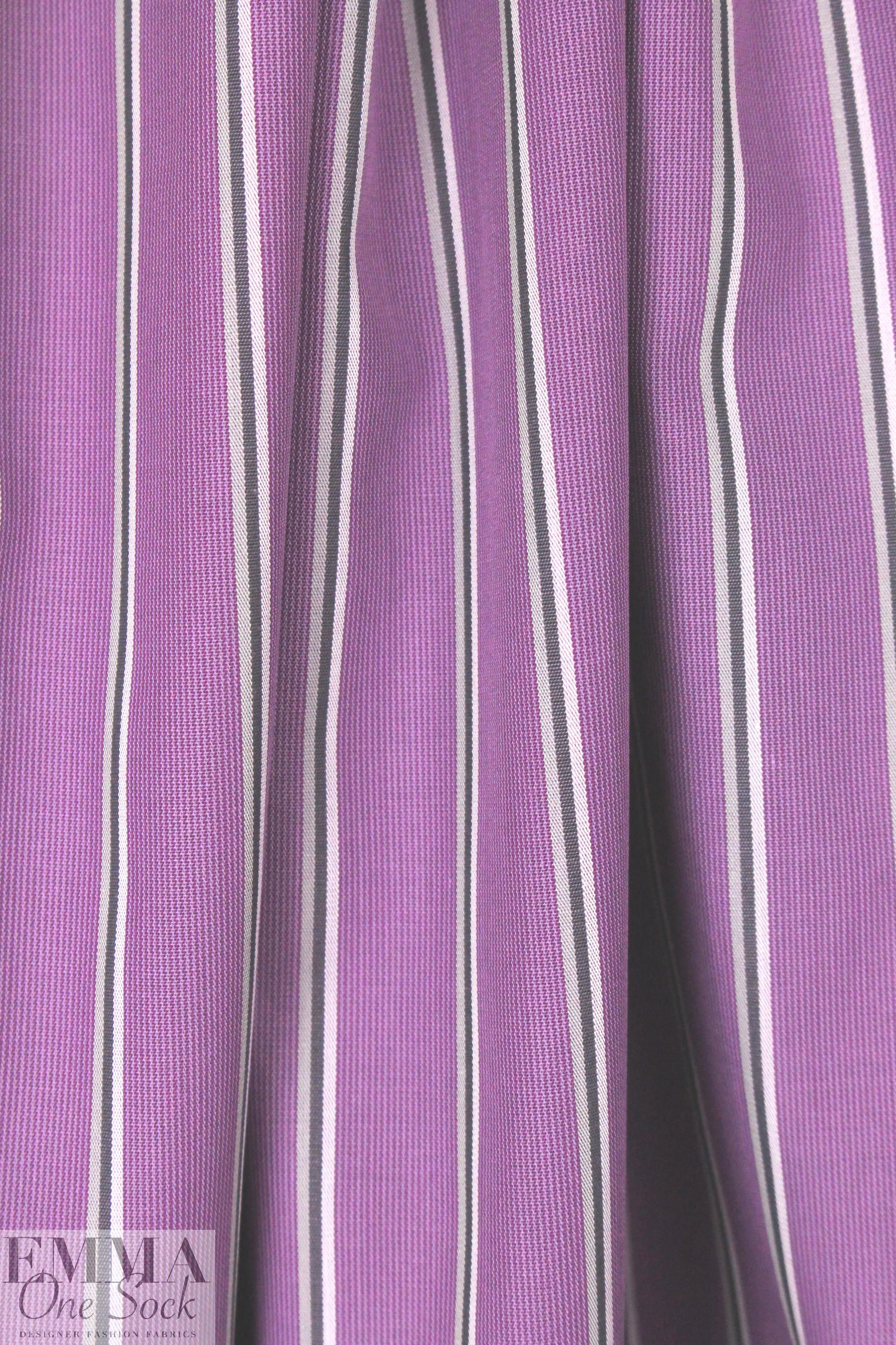 French yarn-dyed stripe cotton blend shirting - violet