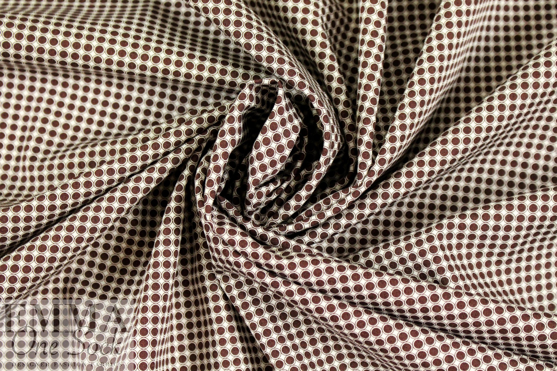 French mod chocolate dot cotton shirting