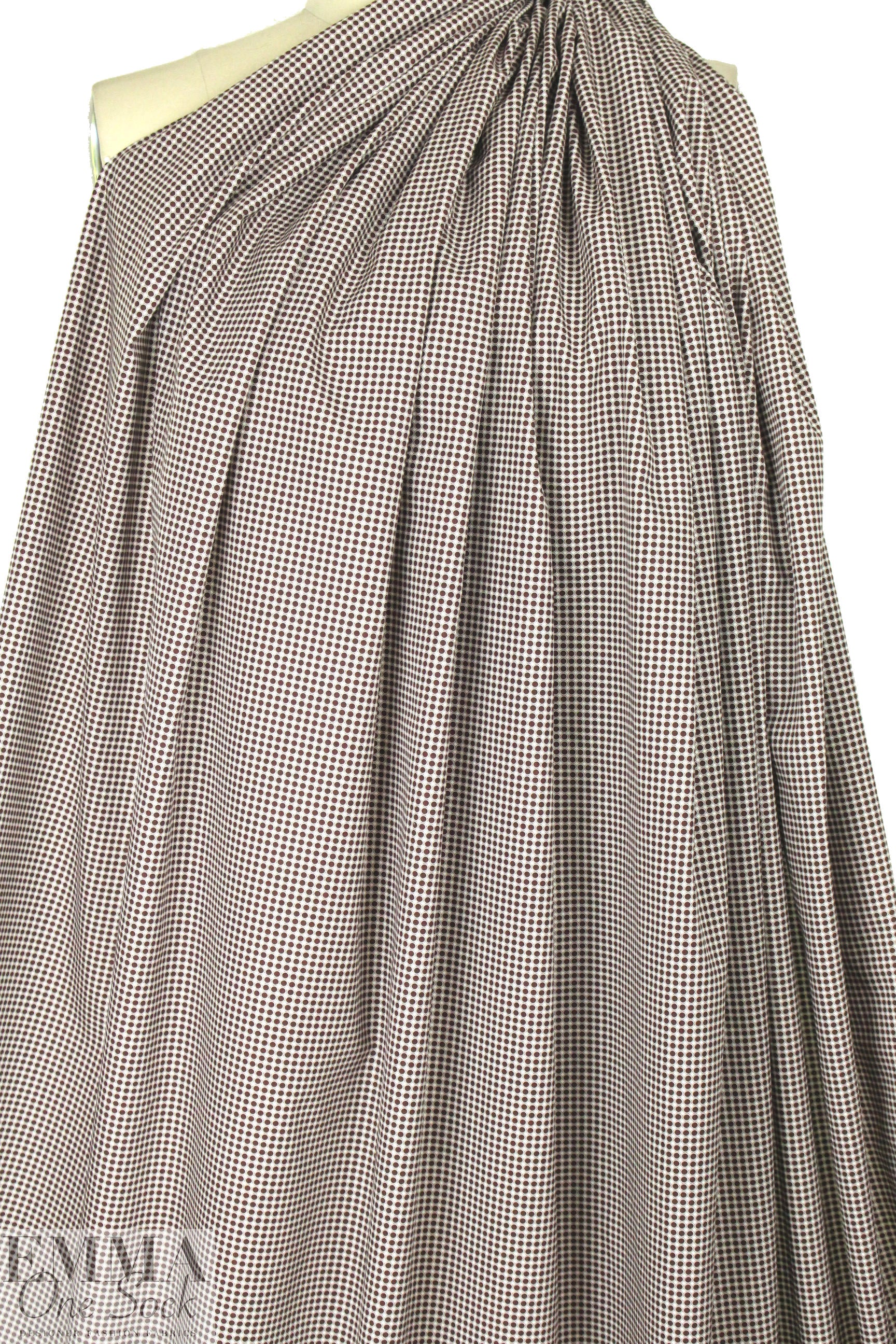 French mod chocolate dot cotton shirting