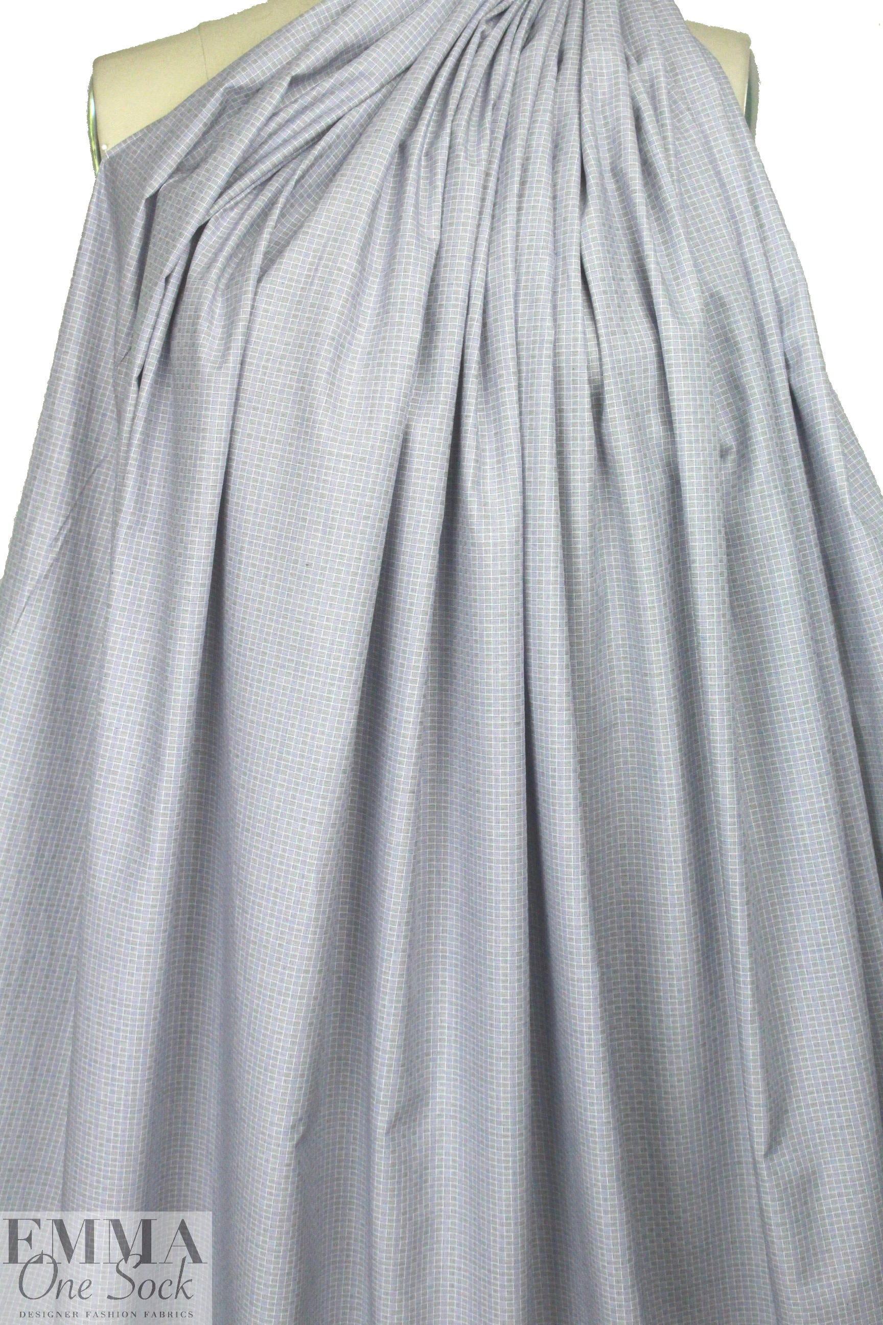 Italian blue basketweave yarn-dyed cotton shirting