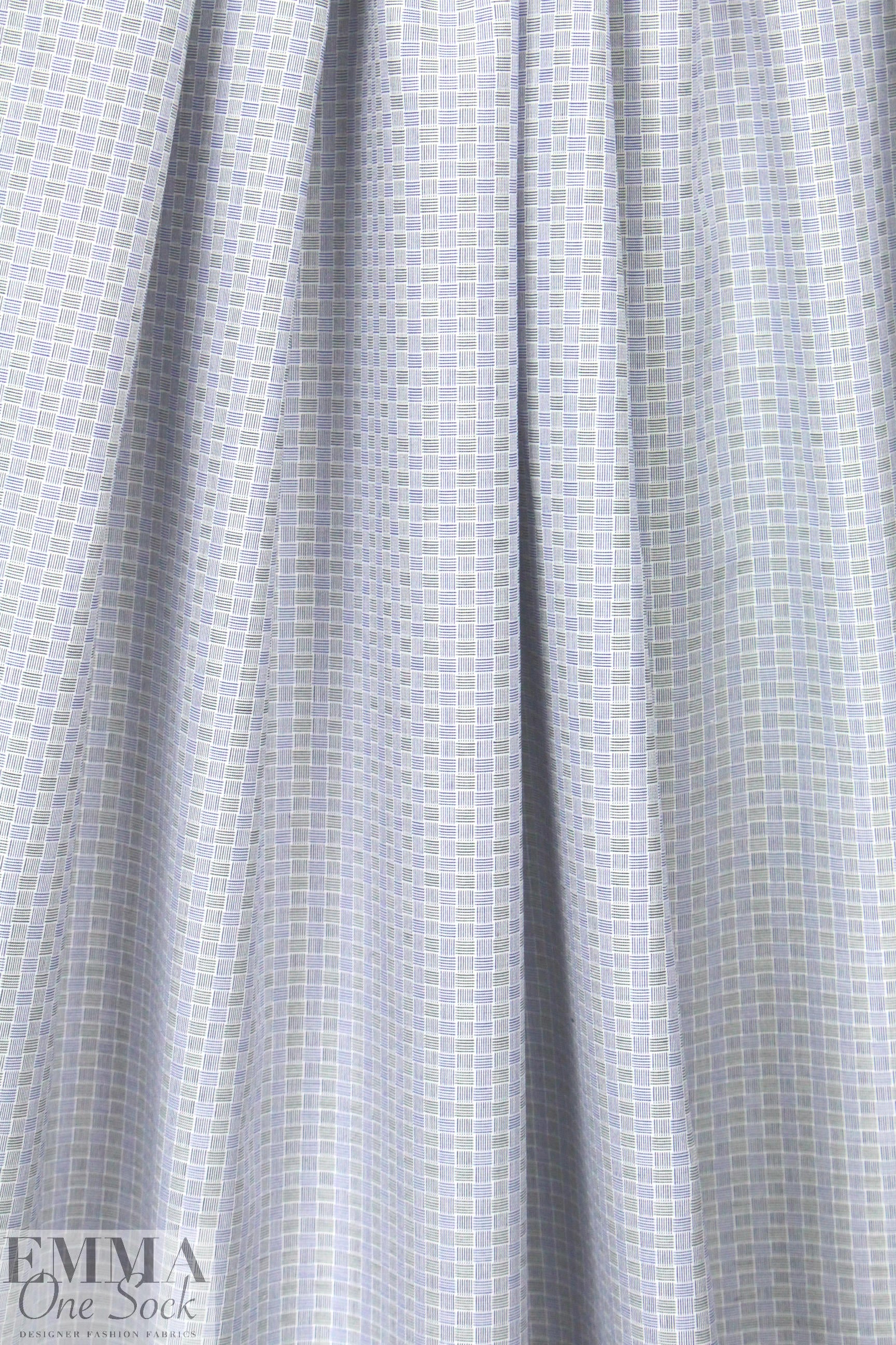 Italian blue basketweave yarn-dyed cotton shirting