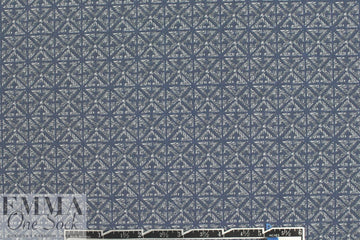 French navy graphic on gray cotton shirting