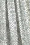 French gray motif on white cotton shirting