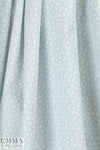 French pale blue motif on white cotton shirting