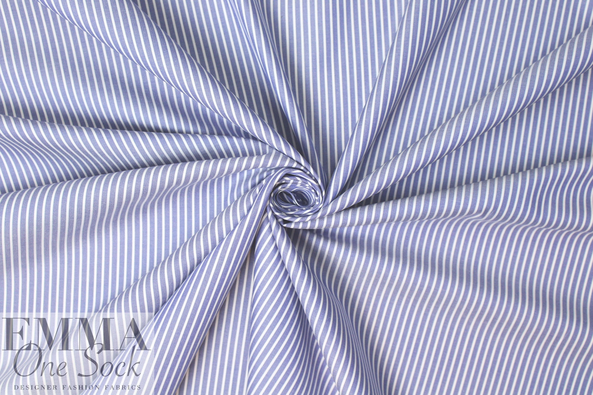 Italian yarn-dye stripe cotton shirting - chambray/white