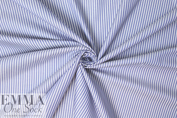 Italian yarn-dye stripe cotton shirting - chambray/white
