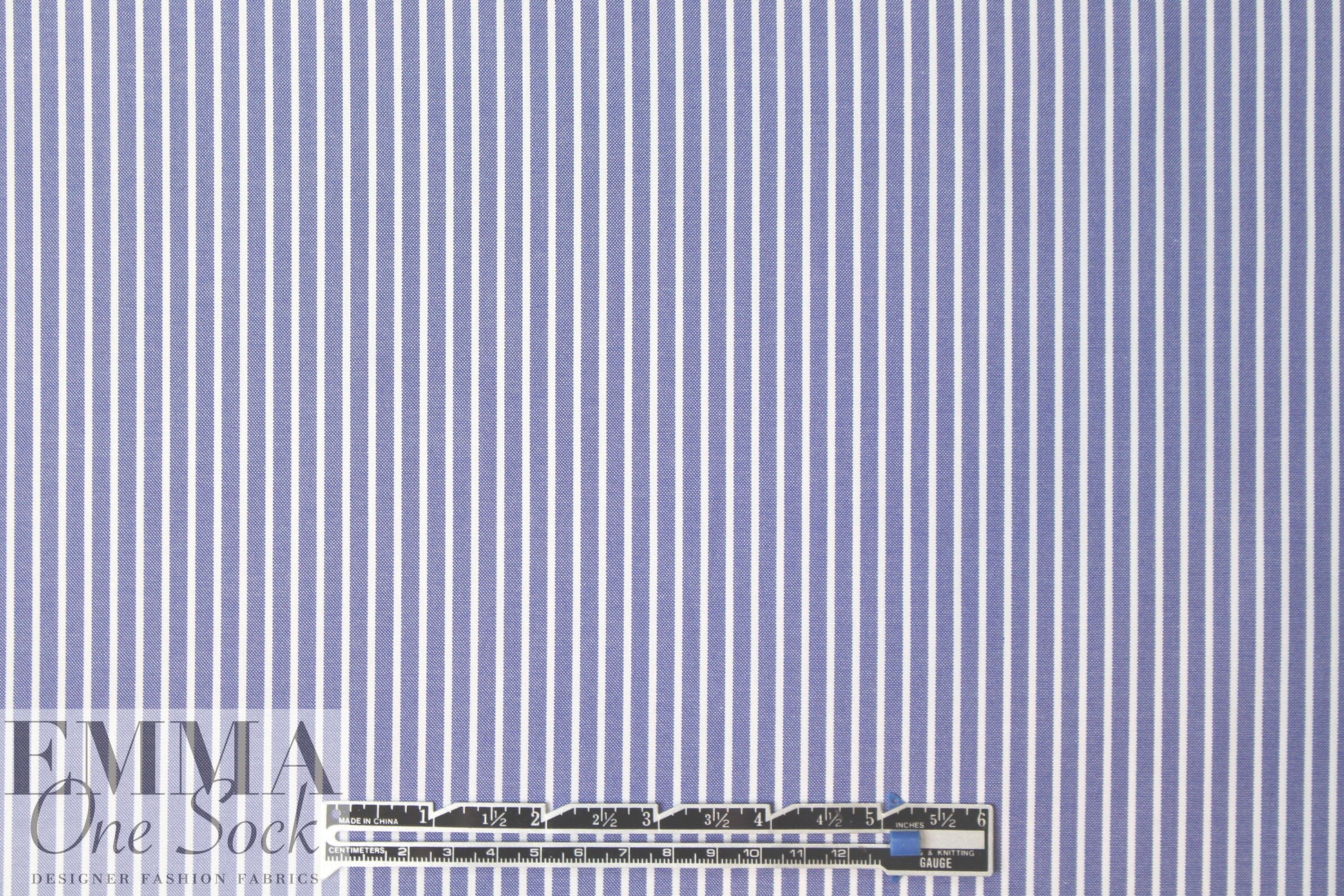 Italian yarn-dye stripe cotton shirting - chambray/white