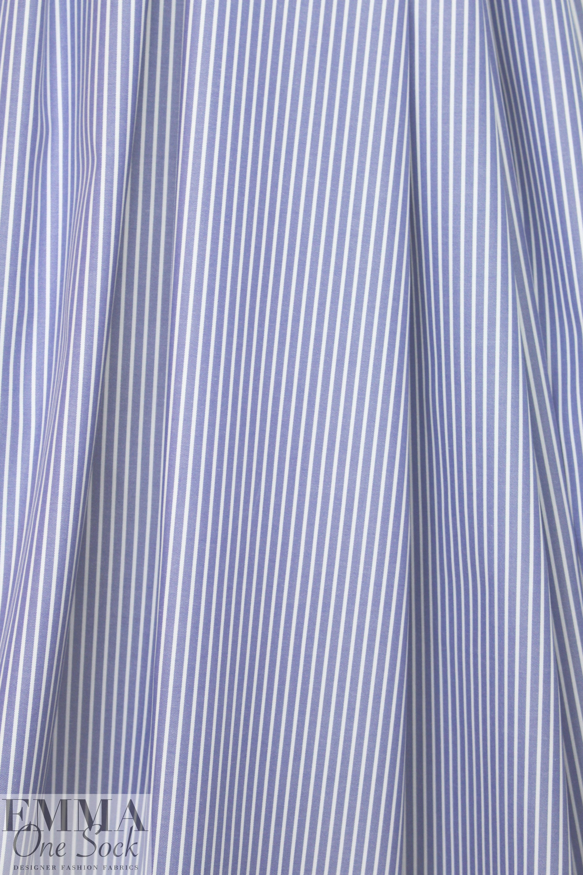 Italian yarn-dye stripe cotton shirting - chambray/white