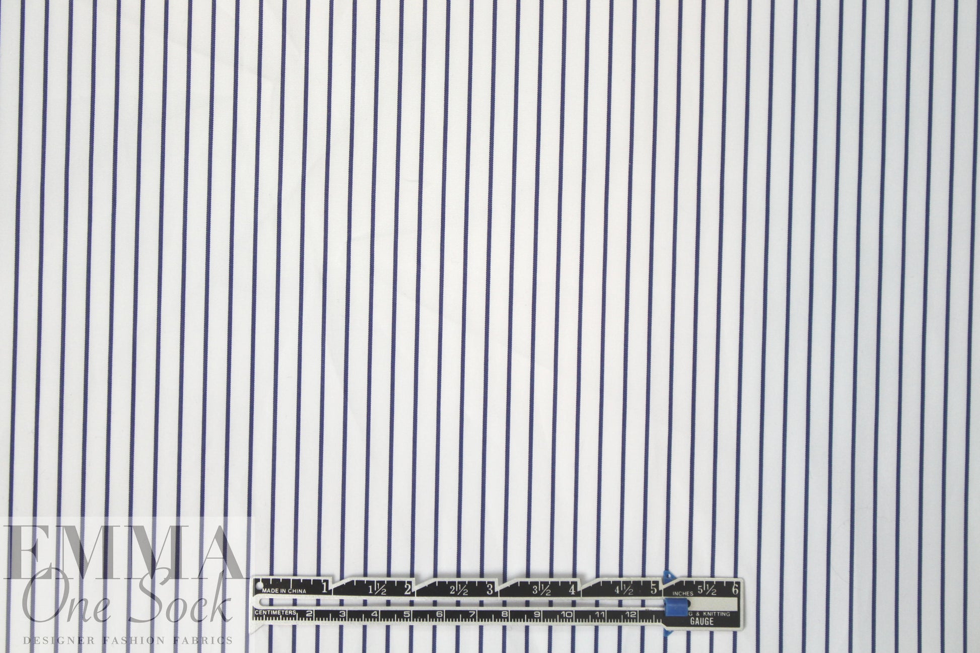 Italian yarn-dye stripe cotton shirting - thin navy/white