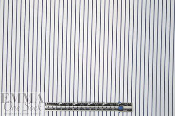 Italian yarn-dye stripe cotton shirting - thin navy/white 1.25 yds