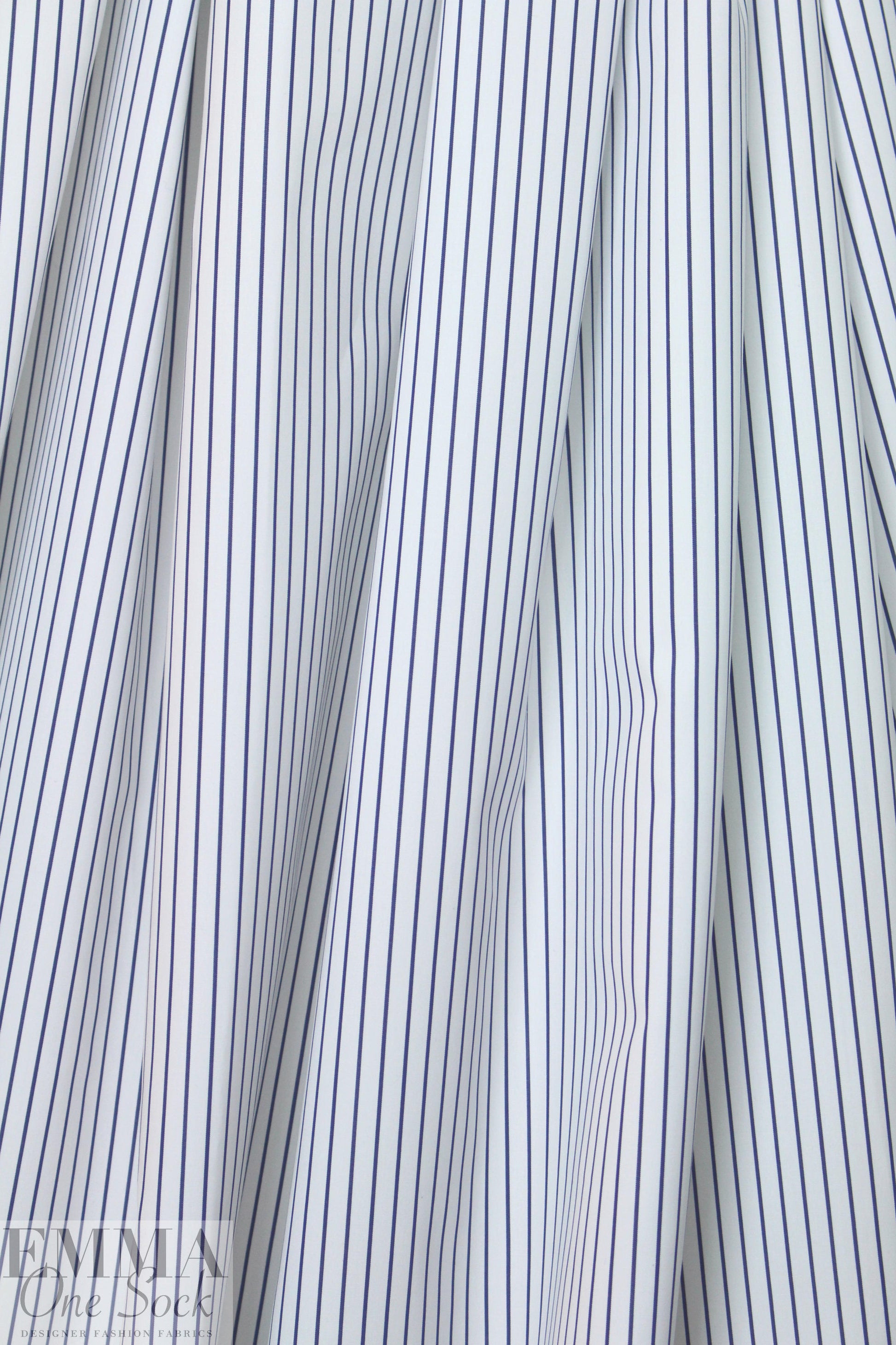 Italian yarn-dye stripe cotton shirting - thin navy/white