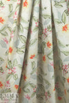 Italian fine cotton shirting - butter/sage floral with dots