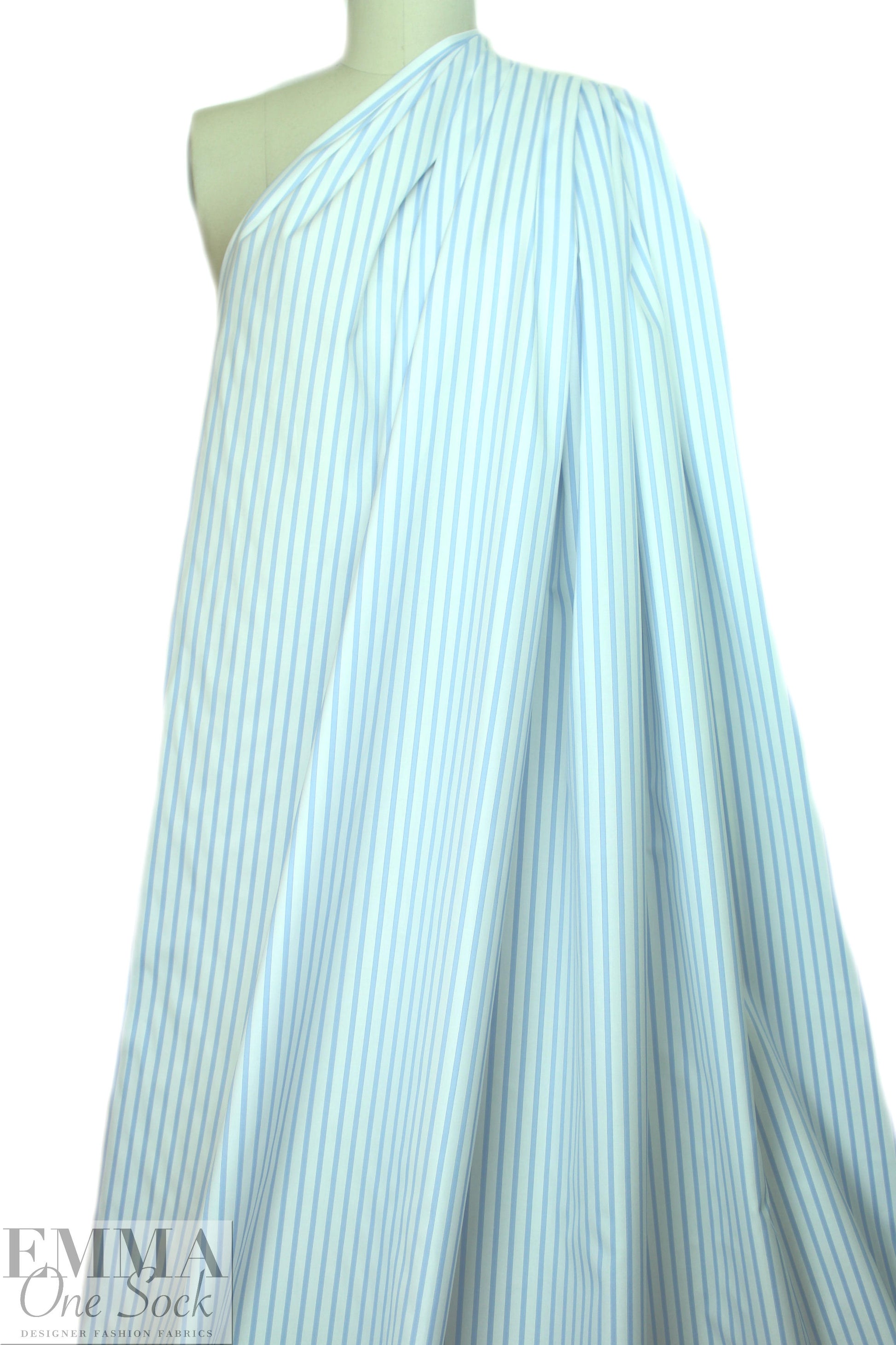 Br00ks Bros. damask stripe cotton shirting - light blue/white 2 yd