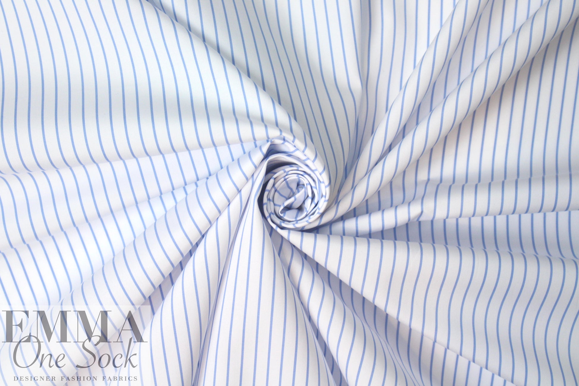 Italian yarn-dye stripe cotton shirting - light blue/white