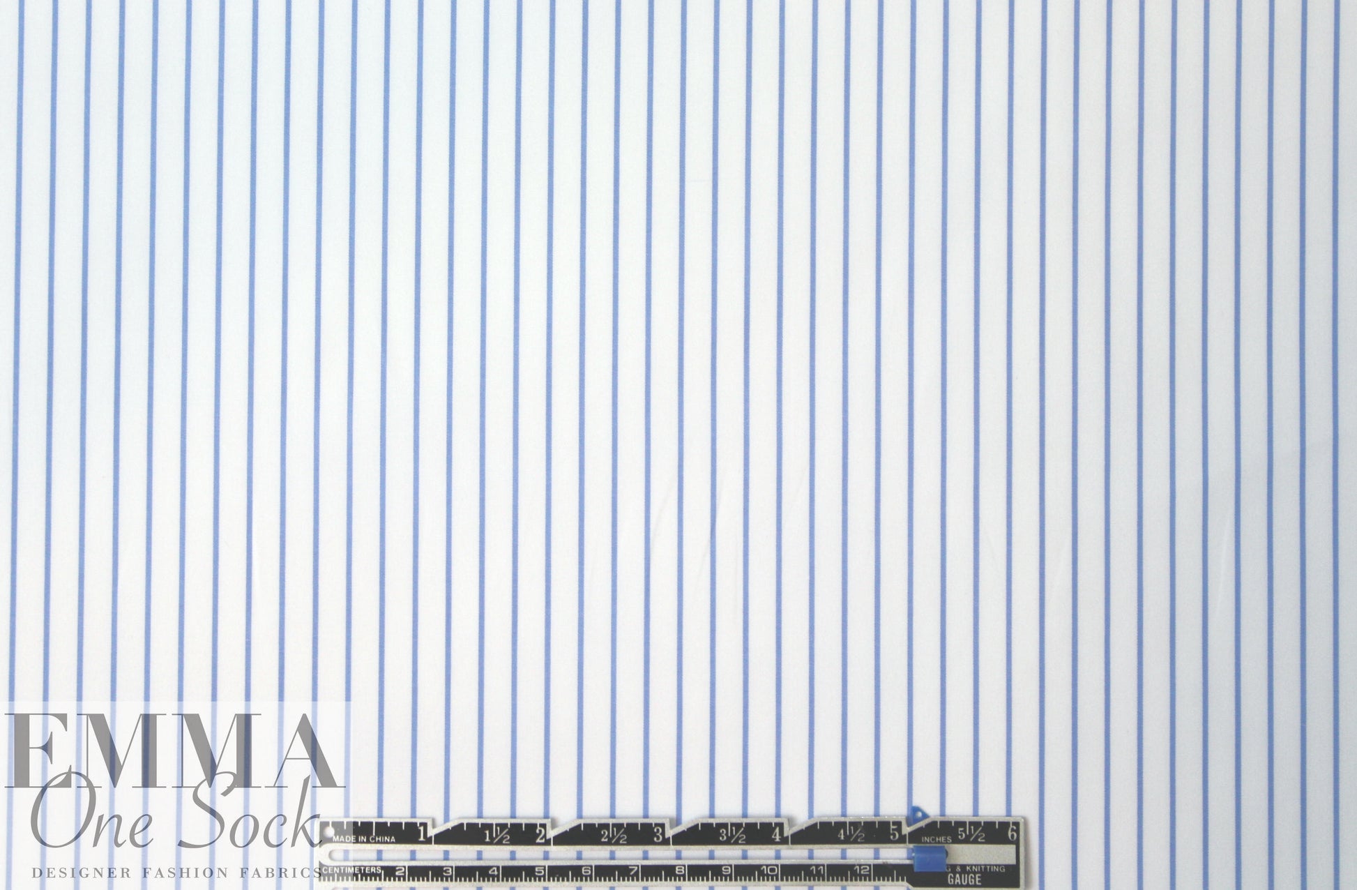 Italian yarn-dye stripe cotton shirting - light blue/white
