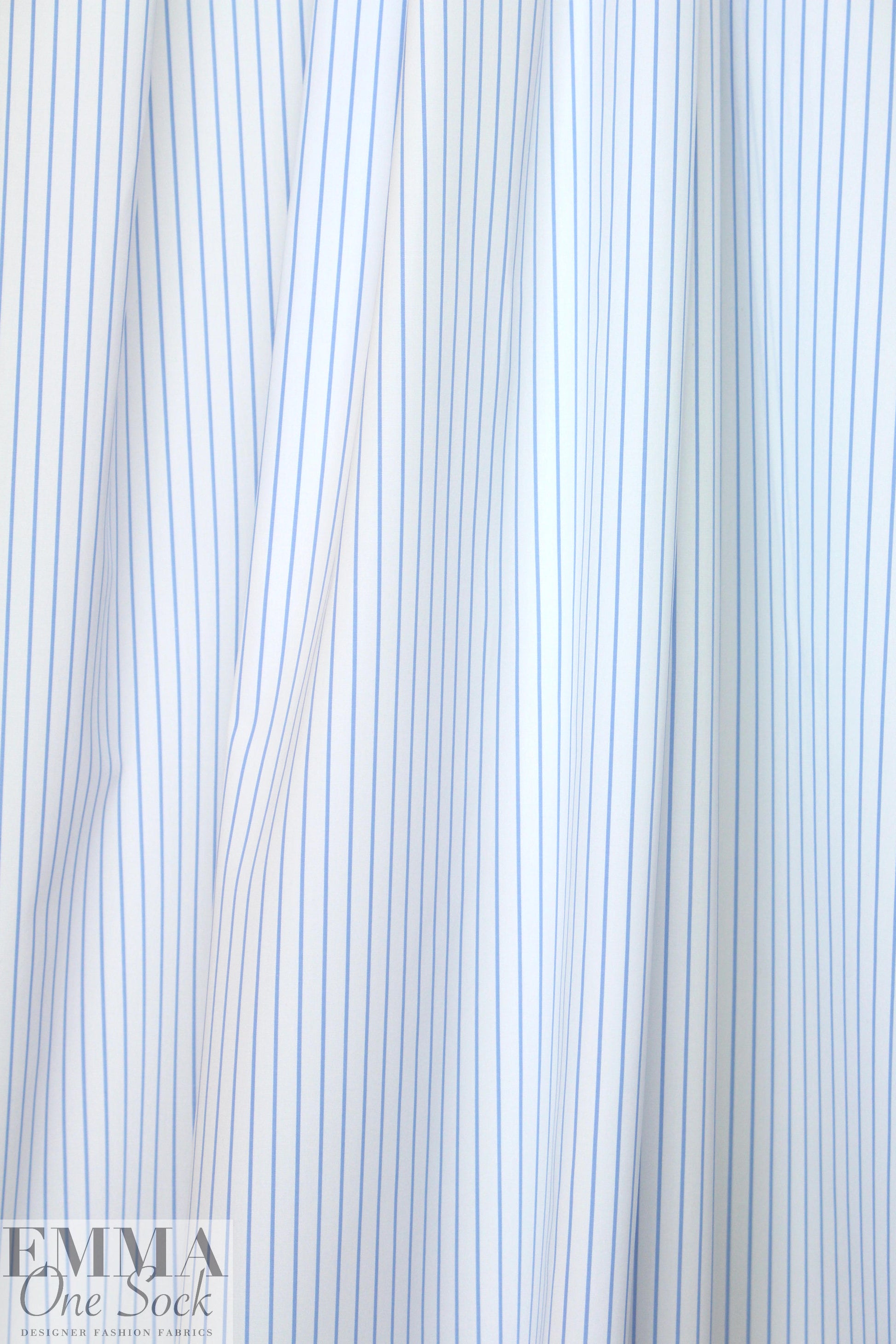 Italian yarn-dye stripe cotton shirting - light blue/white