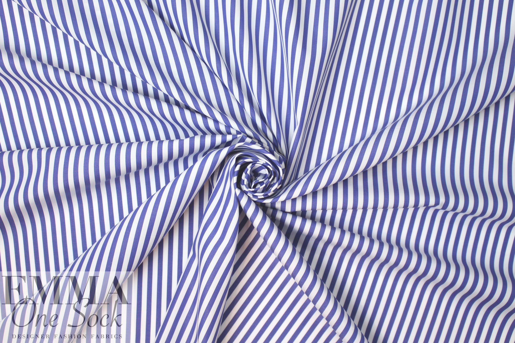 Italian yarn-dye stripe cotton shirting - blue/white