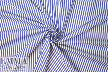 Italian yarn-dye stripe cotton shirting - blue/white